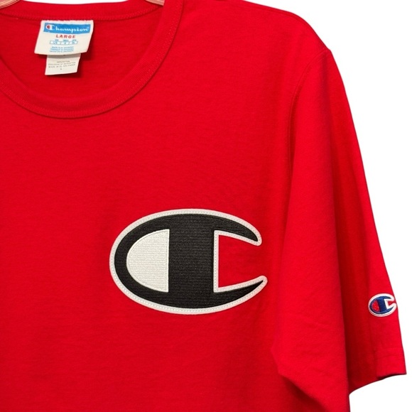 Champion Red Embroidered Logo Tee Men’s L - Picture 2 of 6